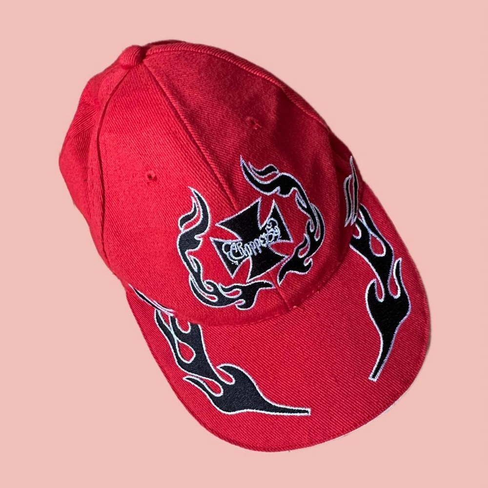Red Choppers Flame Hat – Embroidered Biker Cap